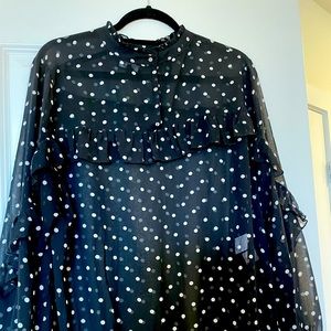 LAST CHANCE - Black and white polka dot Rachel Roy shirt.   Size XL.